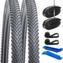YUNSCM 700 x 38C Lightweight Bike Tires 700x38C (ETRTO 40-622) and 700C Bike Tubes - 60TPI Nylon, Puncture-Resistant, Compatible with Gravel Bike Tires 700x36C/37C/38C/39C/40C- 2 PCS (Y-586)