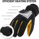 OZERO Men & Women Winter Gloves -30F Deerskin Leather Water-resistant Windproof Cold Weather Glove for Driving Hiking (Medium, Gold-black)
