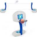 SwimWays 2-in-1 Pool Sport Combo Set - Volleyball Net & Outdoor Basketball Hoop for in- & Above Ground Pool, Outdoor Games for Adults and Family