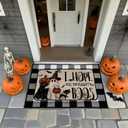 Halloween Decorations Doormat, Halloween Welcome Mat Set of 2, I Hope You Brought Boos Doormat, Black and White Buffalo Check, Ghost and Pumpkin Design, 17x29 Inch-23x35 Inch