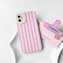 NITITOP Compatible for iPhone 12 Case Cute Stripe - Pink