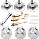 3 Handle 39619 Bathtub and Shower Remodel/Rebuild Trim Kit Compatible with Price Pfister Verve Faucets, Shower Faucet Knob Kit Includes 12H-2H 12H-2C 12H-18D Stems, Chrome knob Handle and Flange Base