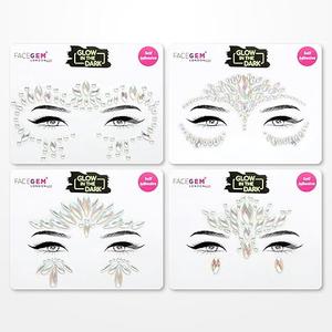 Face Gems Adhesive Glitter Jewel Tattoo Sticker Festival Gems Rave Party Body Make Up (Glow In The Dark)