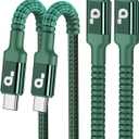 USB C Cable 6FT, 2Pack USBC to USBC Fast Charging Cable, iPhone 16 15 Charger Cable Long Type C Cord Nylon Braided Compatible with iPhone 16/15/Pro Max/Plus/Samsung Galaxy S23/LG/Switch-Green