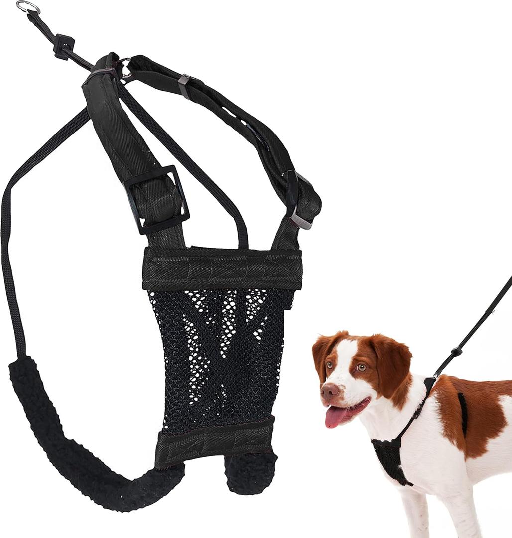 Sporn No Pull Dog Harness, Durable Nylon Mesh Harness for Medium Dogs, No Choke Design, Padded Restraint Sleeves, Adjustable Fit, Easy On/Off, Ideal for Medium Breeds, Black