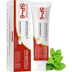 SP-6 Probiotic Whitening Toothpaste Advanced Formula with 6 Probiotics for Brighter Teeth & Healthier Gums, Enamel-Friendly, Fresh Peppermint, Long-Lasting Clean (4.23 Fl Oz (Pack of 1)