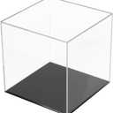 Acrylic Box with Black Base, Simple Self-Assembly Clear Trophy Display Case with Lid, Countertop Clear Square Acrylic Box Cube Storage Containers for Office Home, 7x7x7Inch