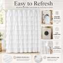 White Ruffle Shower Curtain - Farmhouse Cloth Bathroom 72 x 72 Inches Texture Fashion, Double Layer Fabric, Soft Feel, not See Through.