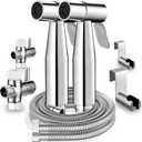 Handheld Bidet Sprayer for Toilet - Stainless Steel Portable Bathroom Bidet Jet Sprayer Set with Water Pressure Control - Cloth Diaper Sprayer for Baby Feminine Wash, Wall or Toilet Mount (2pcs)