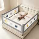 King Size Bed Guard Rail for Toddlers 3 Pack with Headboard Rod, 3-Side King Size