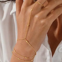 Gold Bracelets for Women, 14K Gold Plated/Silver Hand Chain Bracelet for Women Trendy Finger Ring Bracelet Hand Chain Dainty Adjustable Hand Chain Jewelry Gifts for Women