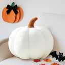 Pumpkin Pillows, Halloween Pumpkin Shaped Throw Pillow, 3D Plush Fall Cushion, Soft Sherpa Fleece Decorative Pillow for Sofa, Bedroom, Living Room, Thanksgiving Gift (White, 11 Inch)