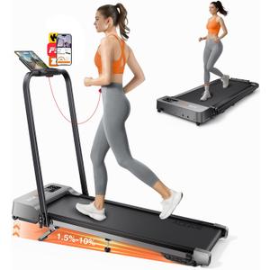 Acezoe 2-in-1 Foldable Treadmill with 3-Level 10% Incline, Walking Pad for Home Small Office, Compact Portable Under Desk Treadmill with Handle,Dual LED Display, APP & Remote, 300 lbs Capacity