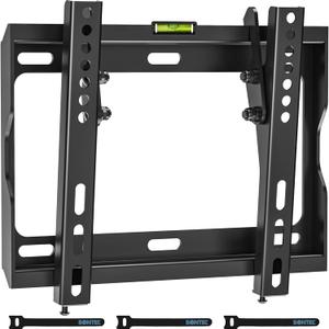 BONTEC TV Wall Mount Bracket, Fixed for 17-45 inch LED, OLED, LCD Flat Screen TVs up to 66lbs, Low Profile Ultra Slim Tilt Mount, Max VESA 200x200mm, Easy Installation, Fits 8" Wood Studs