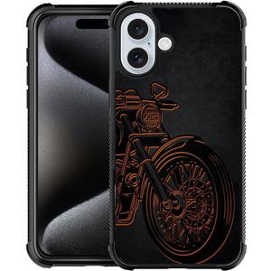 Compatible with iPhone 16 Case,Cool Motorcycle Phone Cover for Men/Women,Soft TPU Anti-Skid Thread and Four Corner Anti-Collision Protection Case Compatible with iPhone 16