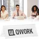 QWORK Clear Acrylic Name Plate Holders for Desk - 8.5" x 3", 24 Pack Double-Sided Sign Frames with V-Shaped Base