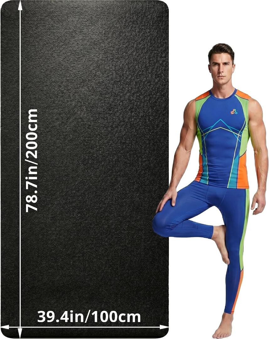Extra Large Yoga Mat for Men, 79"x40"x8mm Thick, Oversized Non-Slip TPE Workout Mat for Home Gym, Lightweight (3.5 lbs) Anti-Tear Fitness Exercise Mat for Tall Users