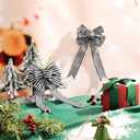 WILLBOND 6 Pcs Christmas Buffalo Plaid Bow Black and White Stripe Wreath Bow Xmas Garland for Christmas Tree Home Crafts Decoration Supplies 6 x 12 Inches(Black and White)