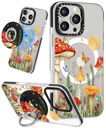 Lotadilo Case for iPhone 16 Pro Max Case Compatible with Magsafe Ring Holder Stand - for Women Butterfly Mogu Design TPU Phone Cover for Girls Girly Funny Fashion