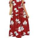 OFEEFAN Vacation Dresses for Women Short Sleeve Maxi Dress Tiered Dress Women's Casual Dresses Floral Red S (S)