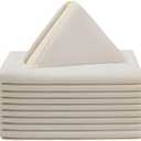 Your Chair Covers Cloth Polyester Napkins, 20 x 20 Inch, Washable Dinner Fabric Linen Napkins with Hemmed Edges for Restaurant, Wedding and Holiday Pack of 10 (Ivory)