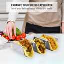 2 x (Set of 4) Taco Holder Rack with Handle, 3 Slot Wave Stainless Steel Taco Stand for Hard & Soft Shell, For Family Party, BBQ & Taco Tuesday