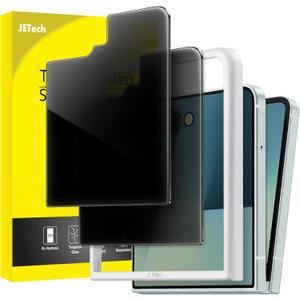 JETech Front Privacy Screen Protector for Samsung Galaxy Z Flip 7 2025, Anti-Spy Tempered Glass Film with Easy Installation Tool, Case-Friendly, 2-Pack