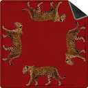 Trendy Red Leopard Mahjong Mat for Table 31.5 X 31.5 in, Leopard Mahjong Gifts for Women, Maximalist Funky Retro Eclectic Home Decor Anti-Slip Table Cover Tablecloth for Poker Board Card Tile