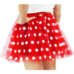 Adult Women Polka Dots Tutu Skirt Teens Ballet Tulle Tutu Dress-Up Birthday Christmas Tutu Costume for Women (Large, A-red-1pcs)