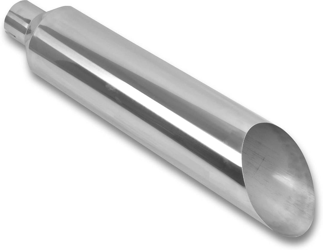 5 Inch Inlet 8 Inch Outlet Polished Stainless Steel Miter Cut Diesel Exhaust Stack Diesel Exhaust Tip(Stack Smokers 5" ID Inlet 36" Long)