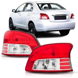 Tail Lights Assembly compatible with 2007-2011 Toyota Yaris 4-Doors Sedan Rear Brake Lamp without Bulb, Factory Style Red, Replacement # TO2818133, TO2819133