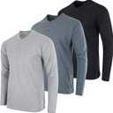 Real Essentials 3 Pack: Men's Cotton Short & Long Sleeve Henley T-Shirt Performance Activewear, Size 2L, 1XL