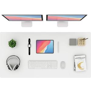 K KNODEL Large Office Leather Desk Mat, Mouse and Keyboard Pad, Computer and Laptop Mat, Desktop Protector and Cover, Writing Pad and Blotter (47.2"x23.6", White)