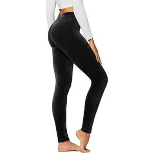 Conceited Luxe Leggings Velvet or Vegan Leather  (Medium, Black)