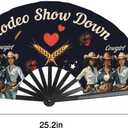 2 x Cowgirl Fans with Click for Line Dance, Rodeo Show Hand Fan, Where Them Fans At, Large Festival Folding Fan, 26 In