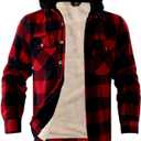 LeeHanTon Mens Flannel Jacket Heavyweight Sherpa Fleece Jackets Outdoor Hiking Casual Soft Warm Coat with Pockets (XL)