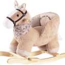 Rock My Baby Rocking Horse, Baby Animal Rocking Horse with Seat, Ride on Horse, Plush Rocking Horse with Realistic Sound, Wooden Rocking Horses Ages 1-3 (Caramel Color Horse), CPC Certified, Small