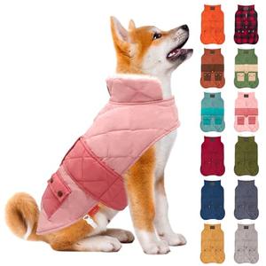 KYEESE Dog Coat Waterproof Dogs Jacket with Fleece Lined Thick Pets Clothes with Pocket Windproof Dog Coats for Small Dogs Warm Pet Winter Puffer Coat with Leash Hole Soft Pet Sweater for Cold Weather Medium