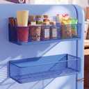 FoldTier 2 Pack Blue Magnetic Fridge Basket, 13.8 x 3.1 x 4.9 Inch
