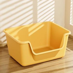 LoopTime Large Cat Litter Box with High Sides, Cat Boxes for Indoor Cats, Cat Litter Pan for Kitty, Litter Box with Low Entry, Easy to Clean, Anti-Splashing (Yellow), 8 Pack