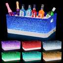 15L LED Ice Bucket for Parties, Rechargeable 7-Color Changing Light Up Beverage Tub, Clear Acrylic Wine & Champagne Drink Cooler, Leakproof Party Tub for Home Bar & Outdoor Entertaining