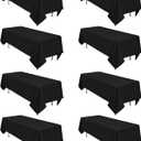 8 Pack Black Tablecloths 60 x 102 Inch Rectangular Table Cloths for Rectangle Tables 6ft, Wrinkle Resistant Black Table Cloth Washable Polyester Fabric for Buffet Wedding Party Banquet