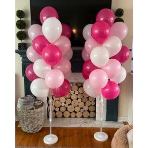 Leesoot 2 Sets 74-Inch Pink Floor Column Kit Stand With Backdrop Decoration for Graduation, Wedding, Birthday, Baby Shower, Gender Reveal Party - Balloon Tower and Tree