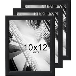KTKDE 10x12 Picture Frame Set of 3, Wooden frames black, Vertical & Horizontal Wall Hanging for Wall or Tapletop Display,Studio Gallery Photo Frame for Photos, Posters & Art Prints