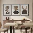 Large Framed Neutral Abstract Canvas Wall Art for Living Room, 3 Piece Wabi-Sabi Minimalist Modern Prints Paintings Artwork for Walls, Pictures Wall Decor for Bedroom, Office, Dining Room 24x36 In