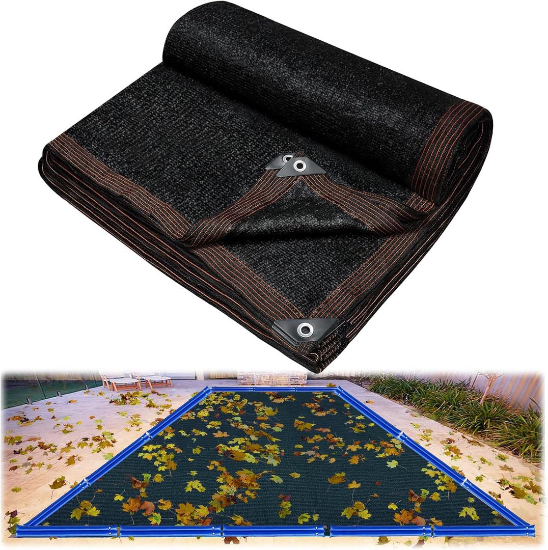 Riare 16x32 FT Pool Leaf Net Cover - Heavy-Duty Rectangle Mesh Pool Cover with Reinforced Grommets for Inground and Above Ground Winter Swimming Pools Cover for Catch Leaves, Blocks Debris
