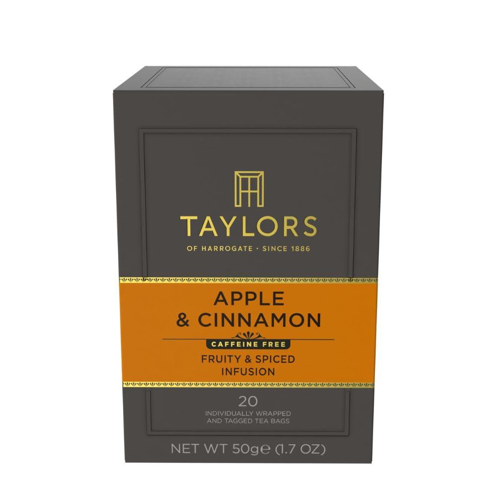 Taylors of Harrogate Apple & Cinnamon, Herbal Tea Individually Wrapped Teabags, 20 Count (Pack of 6), Spiced, Fruity & Sweet, Caffeine-Free, Enjoy Hot or Iced, 120 Teabags Total (Best By: 12/2026)