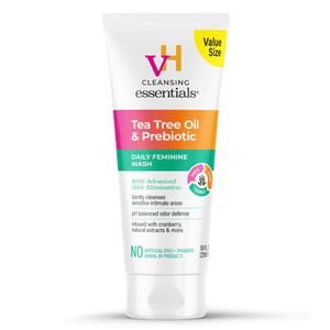 vH Essentials Daily Feminine Wash - 10 Fl Oz - Odor Eliminating Vaginal Wash with Tea Tree Oil, Prebiotics and Cranberry, gentle cleanser + pH balancing