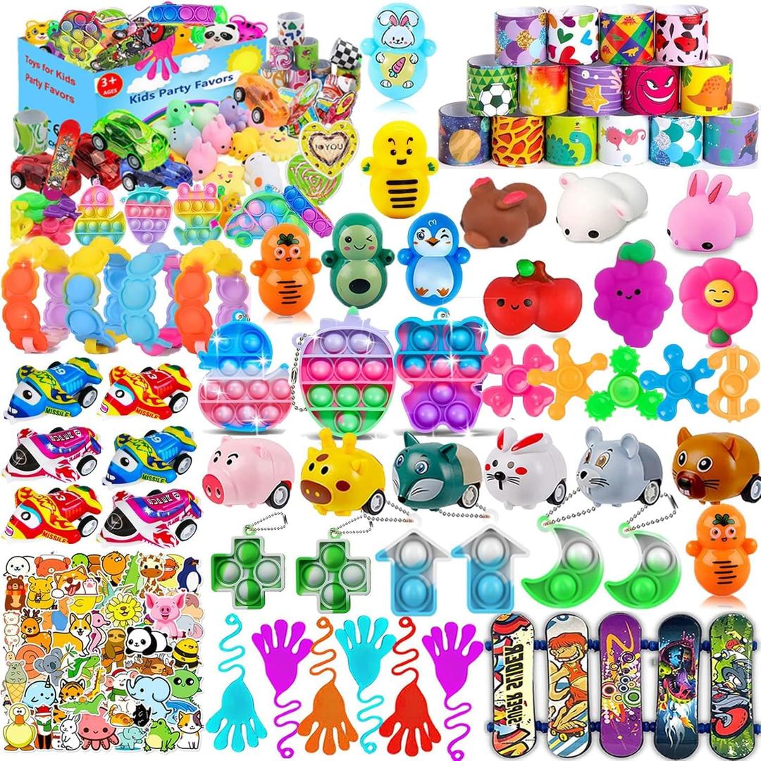 2 x 117 Pcs Party Favors for Kids 4-8 8-12, Pop Fidget Toys, Treasure Box Toys for Classroom Prizes, Pinata Filler Goodie Bag Stuffers, Treasure Chest, Prize Box Toys for Boys Girls
