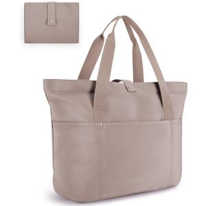 BAGSMART Tote Bag for Women, Foldable Tote Bag With Zipper Travel Large Shoulder Bag Handbag for Work-16.5''l X 6''wx 14''h